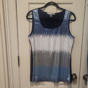 Blue and Silver Sequin Tank Top